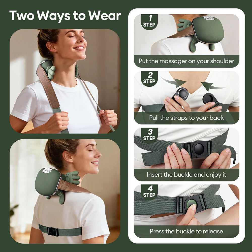 Cervora™ 4D Deep-Kneading Neck & Shoulder Massager – Heated Hand-Simulation Massage for Muscle Relaxation