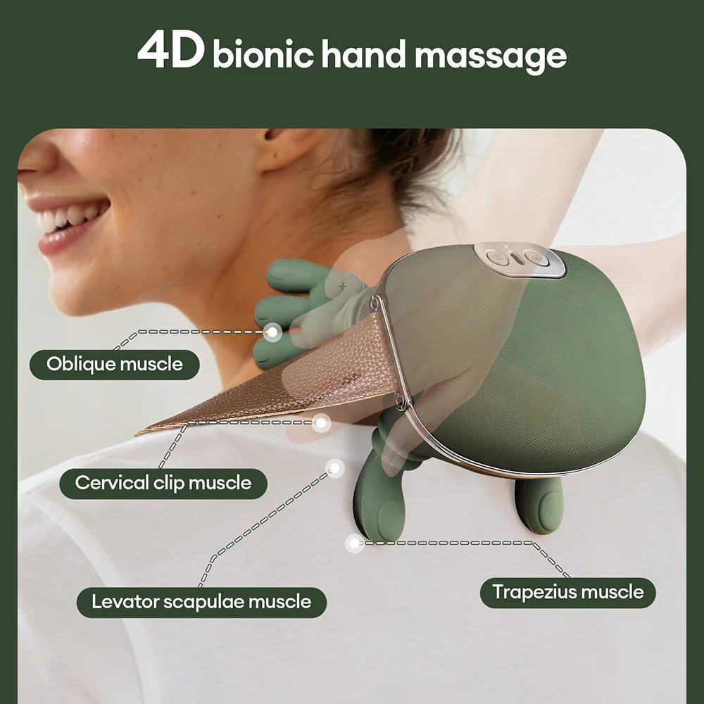 Cervora™ 4D Deep-Kneading Neck & Shoulder Massager – Heated Hand-Simulation Massage for Muscle Relaxation